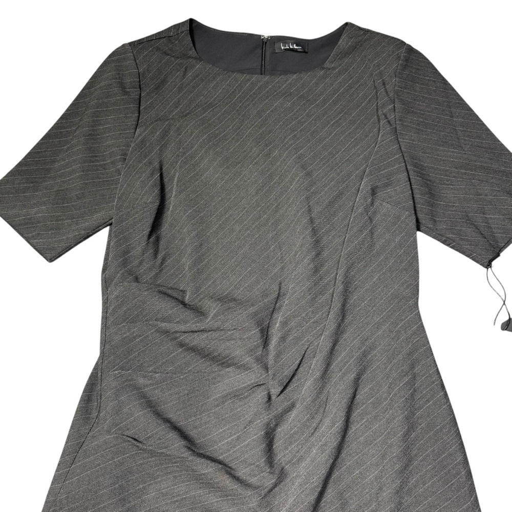 NWT New $179 Nicole Miller Grey Short Sleeve Asymmetrical Hem Dress Size 14 - Picture 3 of 9